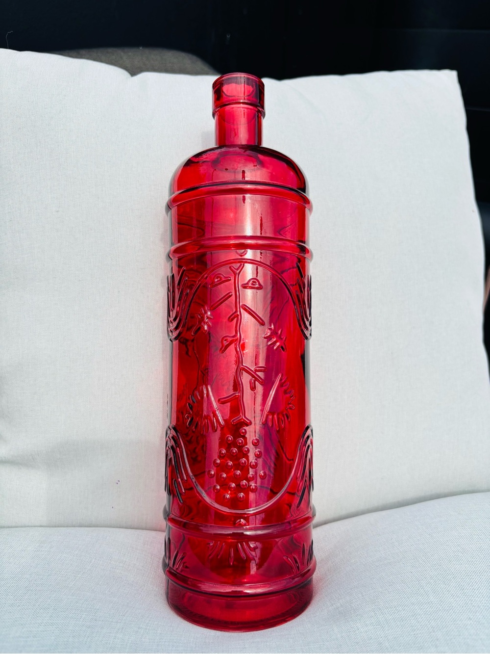 Red Decorative Glass Bottle Vase